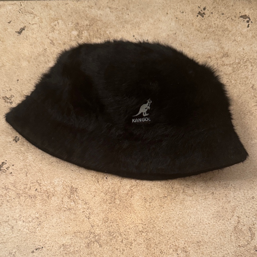 Kangol Luxe Black Fur Bucket Hat